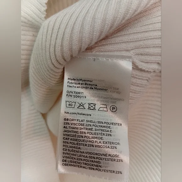 Cream Ribbed Square Neck Sweater - Picture 3 of 6